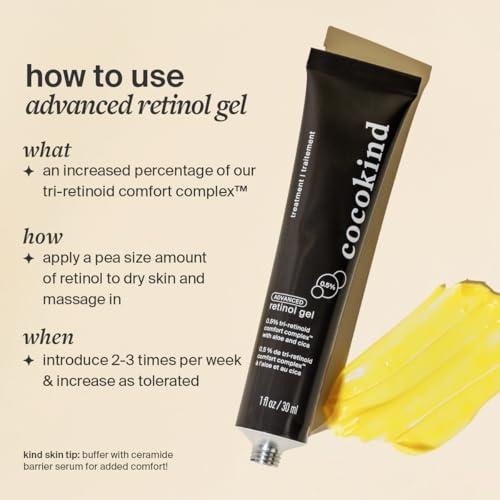 Cocokind Cocokind Advanced Retinol Gel 0.5%, Improve the Appearance of Fine Lines and Uneven Texture without Irritation, Aloe and Cica to Prevent Dryness, 1 fl oz
