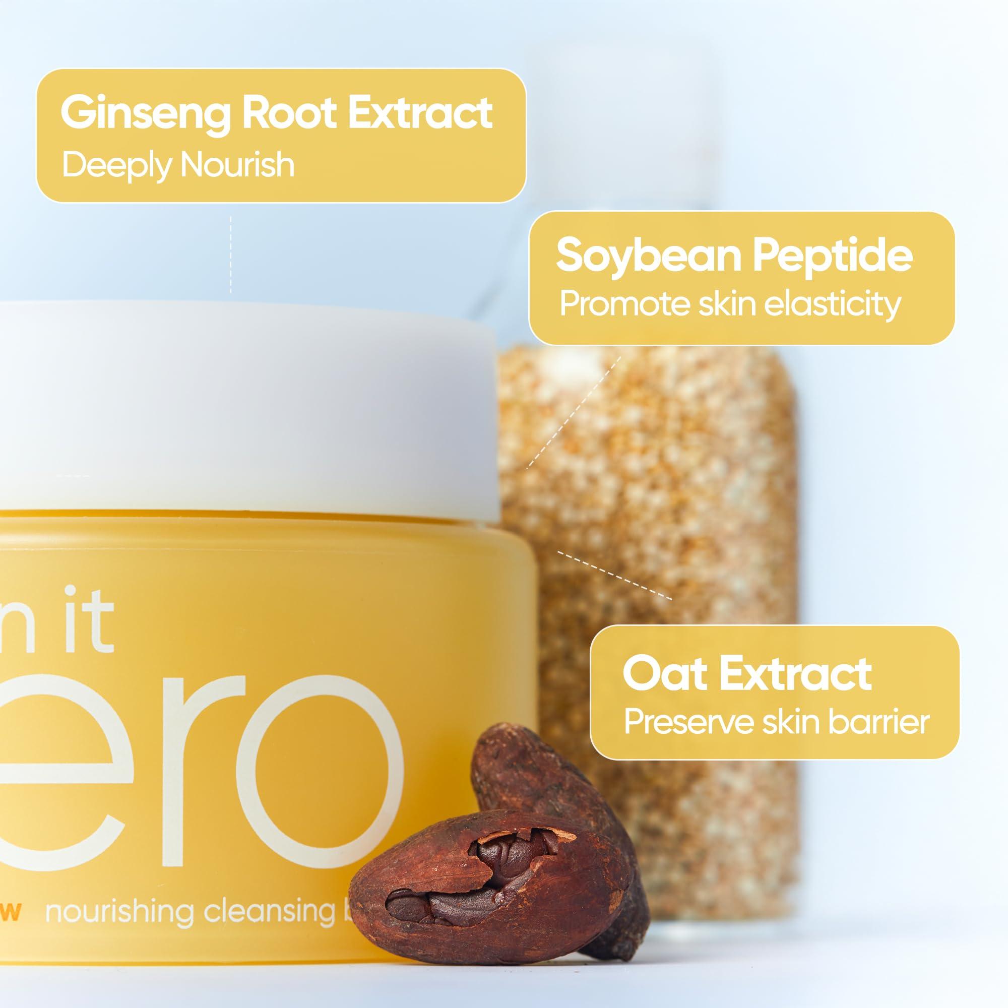 BANILA CO BANILA CO Clean it Zero Nourishing Cleansing Balm | Korean Makeup Remover for Dry Skin | Vegan | Cleansing Oil, Facial Cleanser Made with Ginseng Root & Soybean Peptide (100ml / 3.38 fl. oz)