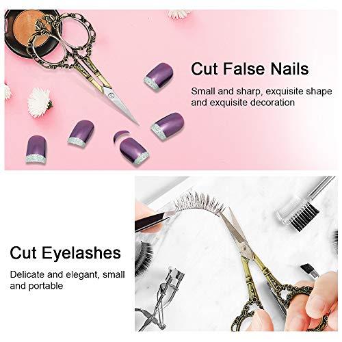 EBANKU Professional Manicure Scissors, EBANKU Vintage Stainless Steel Cuticle Precision Beauty Grooming for Nail, Facial Hair, Eyebrow, Eyelash, Nose Hair (Gold)