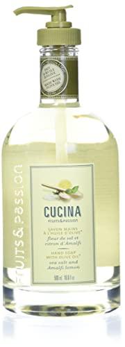Fruits and Passion Fruits & Passion [Cucina] Coriander & Olive Oil Hand Soap, (16.9 fl oz) - Luxury Kitchen Liquid Hand Soap, Vegan, Natural Moisturizing Hand Wash in Glass Hand Soap Dispenser