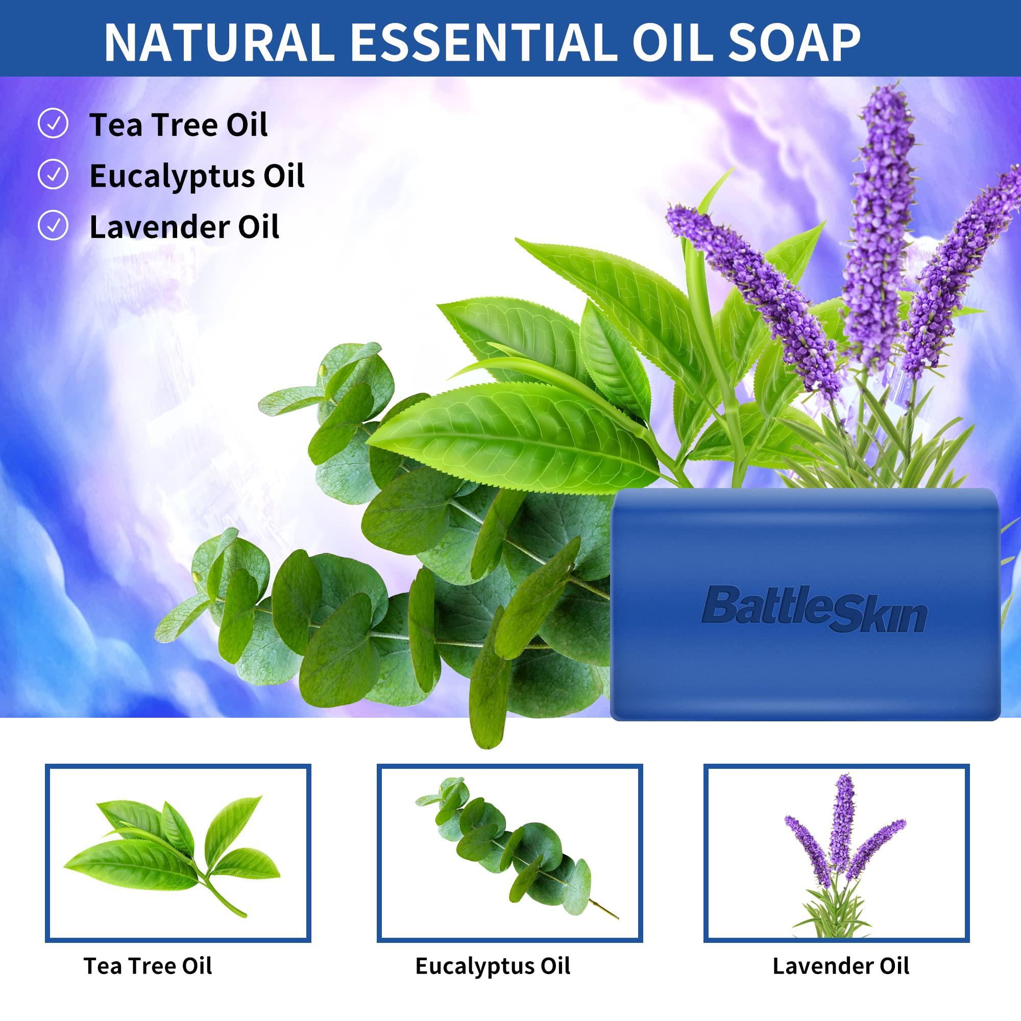 Battleskin Battleskin Antifungal Medicated Soap Bar, Tea Tree Oil Body Soap Bar, Athletes Foot Jock Itch Ringworm Yeast Infection Treatment With Natural Oil