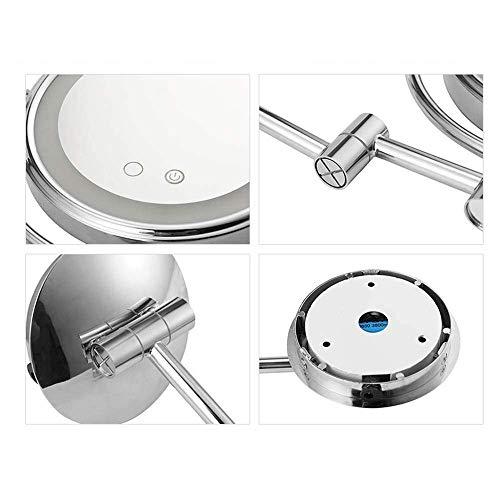KMMK KMMK Special Mirror for Makeup,8 Inches Wall Mount Led Vanity Makeup Mirrors Double Sides 3X Magnifying Lights Dimming Hotel Bathroom Shaving Cosmetic Mirror Folding Arms Mirrors