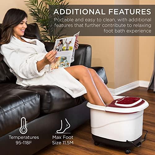 Best Choice Products Best Choice Products Motorized Foot Spa Bath Massager, Adjustable Waterfall Shower & Fast Heating, Automatic Shiatsu Pedicure Massage, Pumice Stone, Rollers to Relieve Feet Muscle Pain - Burgundy