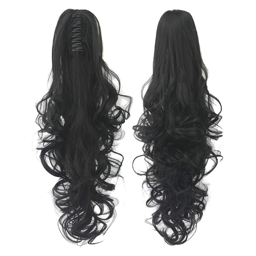 SSJFZM Moko Goddess High Temperature Fiber Synthetic Hair Claw Ponytails Long Gray Blonde Wavy Clip On Hairpiece Extensions Pony Tail Straight 16613 24inches