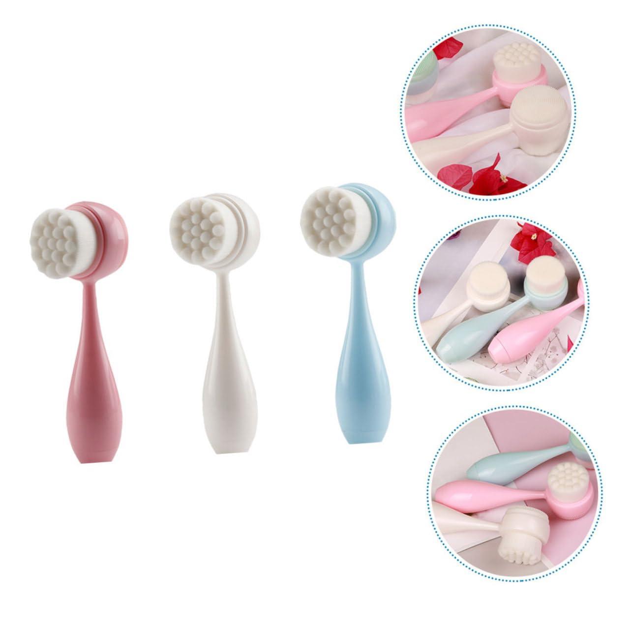 Mikinona Mikinona 3pcs Dual Sided Face Brush Set for Gentle Cleansing Manual Facial Cleansing Brush Face Washing Cleaner and Massage Tool