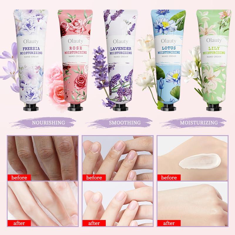 Deepmind 10 Pack Mini Hand Cream for Dry Cracked Hands, Moisturizing Hand Cream Gifts Set for Women, Natural Floral Hand Lotion Travel Size Set for Birthday Gifts,Teacher Gifts Nurse Gifts,Christmas Gifts