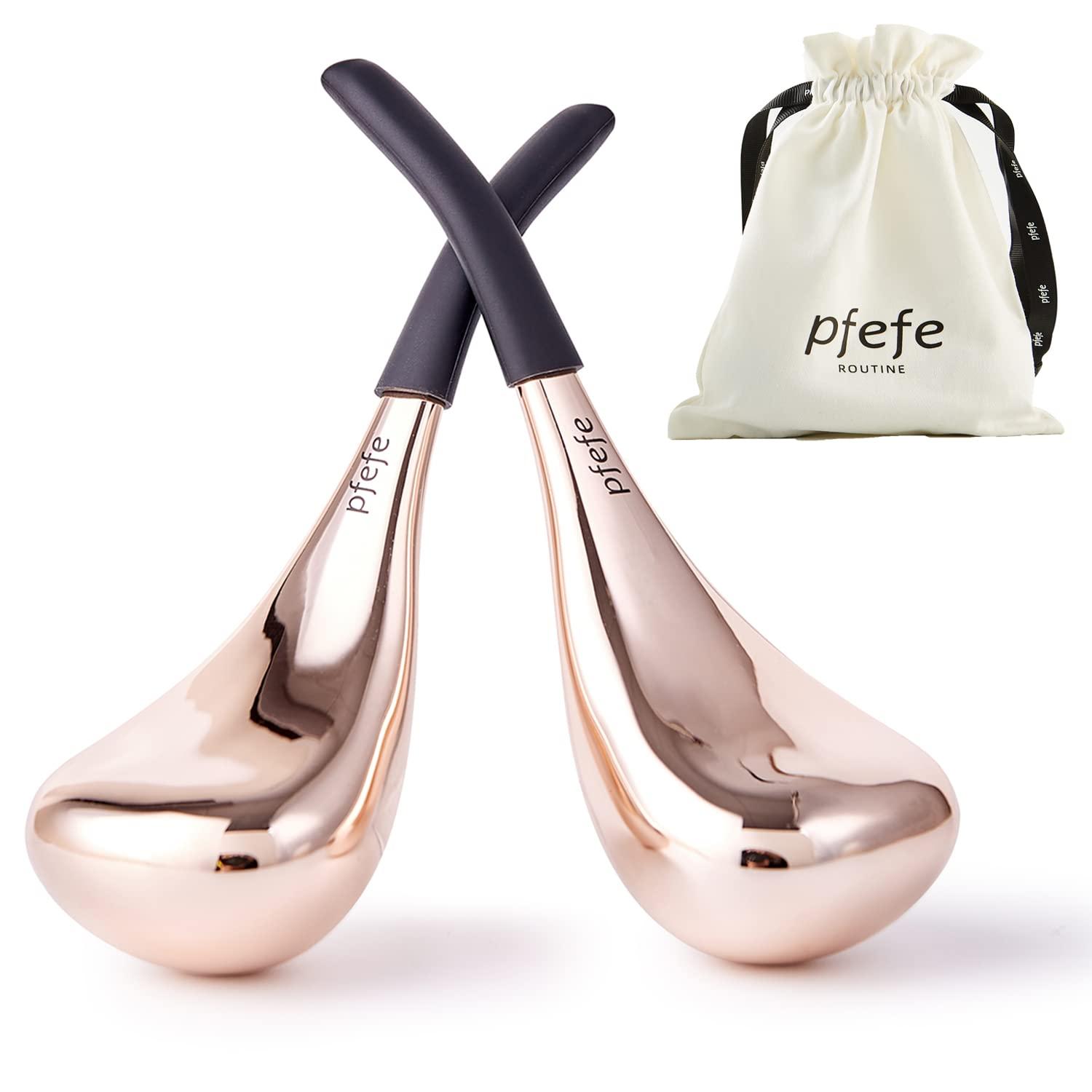 pfefe Pfefe Cryo Sticks for Face, Ice Globes Cryo Globes for Facials, Esthetician Supplies Gifts, Unbreakable Stainless Steel Ice Roller Cooling Spa Balls with Storage Case