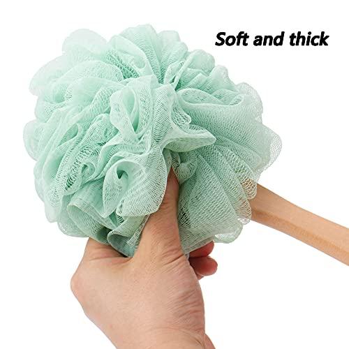 Arswin Arswin Loofah Sponge Back Scrubber, Wooden Long Handle Bath Sponge Lufa Shower Brush, Soft Nylon Mesh Back Cleaner Washer, Men & Women Exfoliating Luffa Pouf on a Stick for Body (Green)