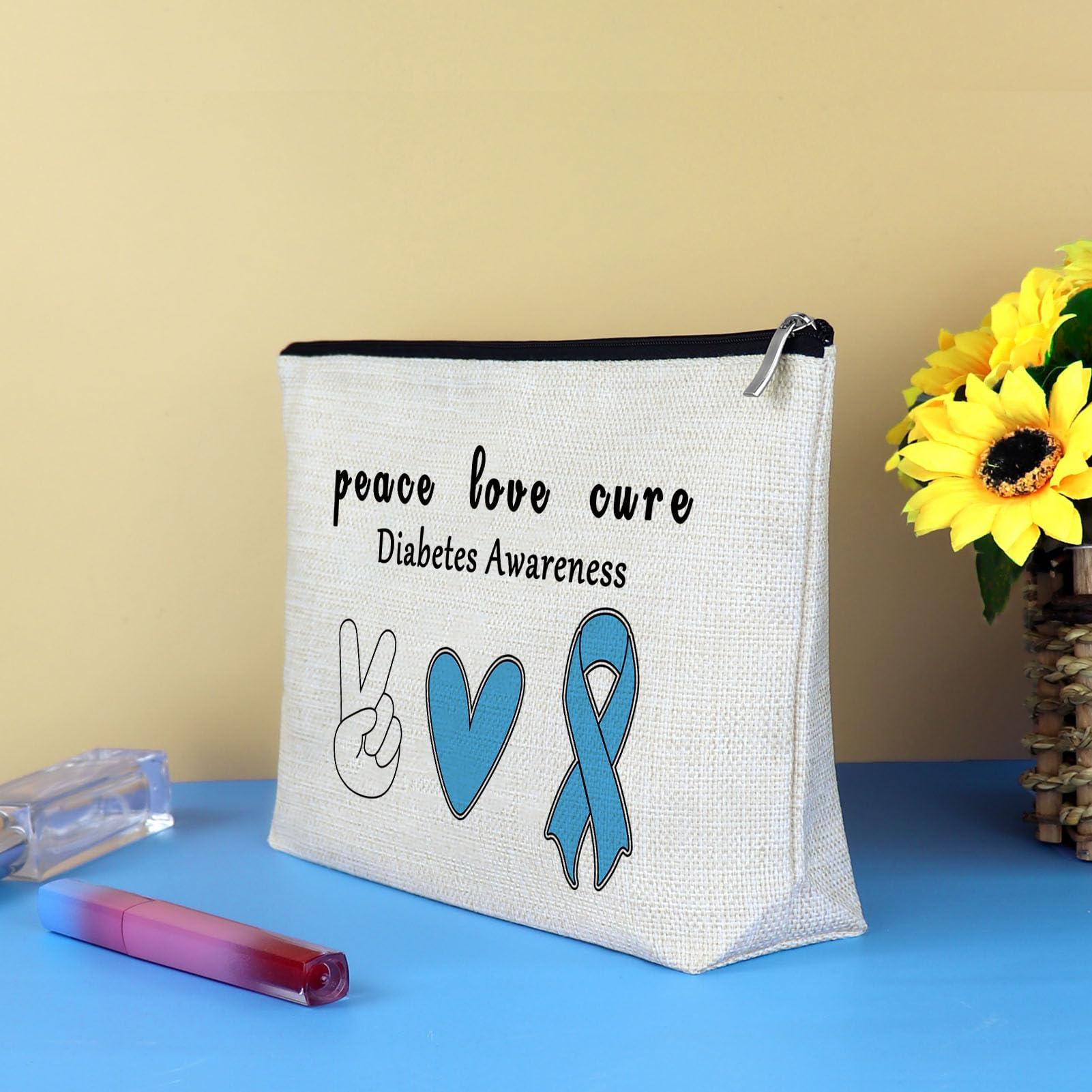 Mikela Diabetes Gift for Women Diabetic Supplies Cosmetic Bag Diabetes Awareness Gifts Diabetes Support Gifts Diabetes Warrior Gift Makeup Bag Diabetes Gift for Grandma Mom Diabetic Emergency Supply Bag