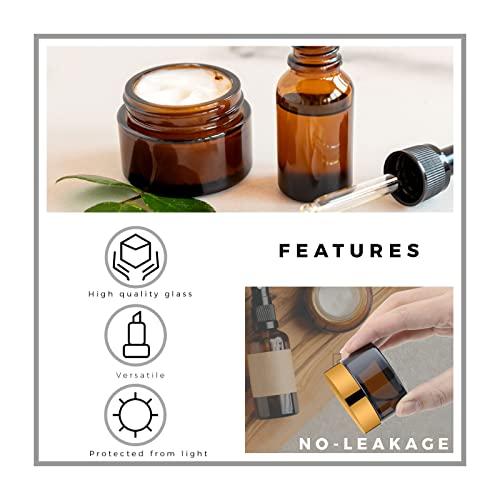 KOIBITO 1 Oz Frosted White Round Glass Jars with Gold Lid, Empty Glass Containers with Inner Liners, Refillable Cosmetic Vials for Cream, Lotion, Ointment (12 PCS)