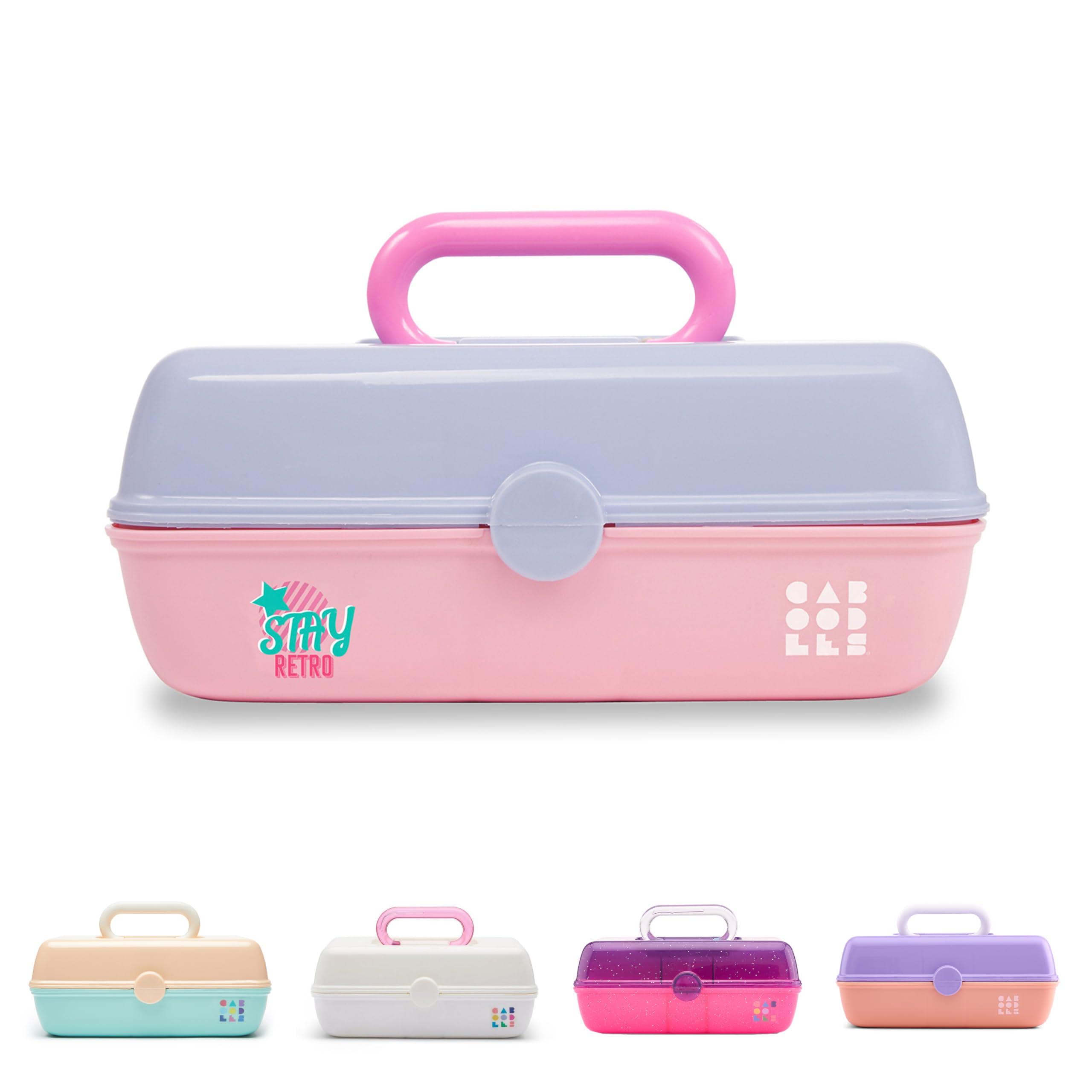 Caboodles Caboodles Pretty in Petite Makeup Box, Two-Tone Periwinkle on Pink, Hard Plastic Organizer Box, 2 Swivel Trays, Fashion Mirror, Secure Latch for Safe Travel