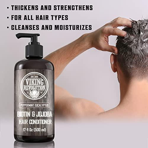 Viking Revolution Viking Revolution Biotin Men's Conditioner - Eucalyptus & Peppermint with Jojoba & Mint Oils - For Dry Hair (17 Oz)