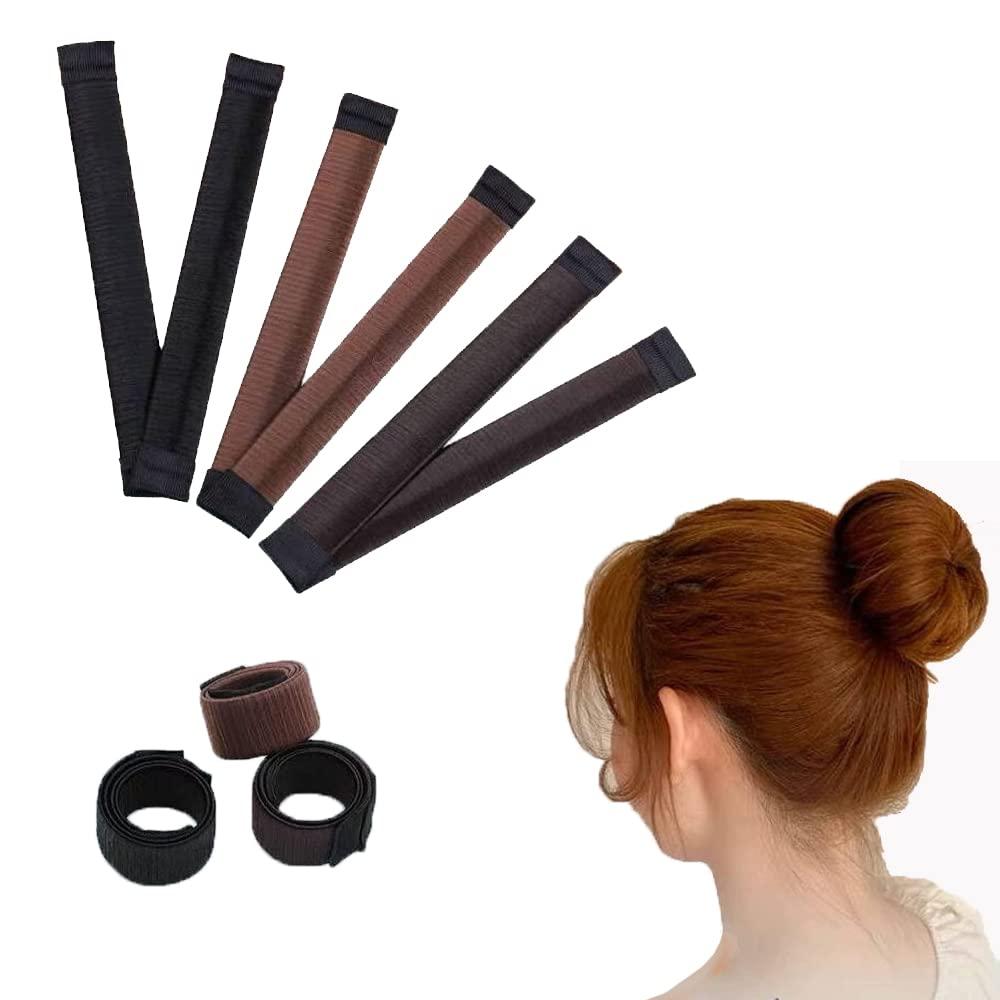 MYEAST MYEAST 3-Piece Women\'s Hair Bun Maker Kids Ballerina Bun Shaper,French Donut Hair Fold Wrap Snap(1 Light Brown-1 brown-1 black
