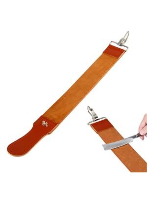 Estink Strops, Genuine Leather Strop Strap Barber Straight Folding Barber\'s Leather Sharpener Sharpening Belt, Double Sided Leather Strop for Sharpening and Smoothing After Honing Razors