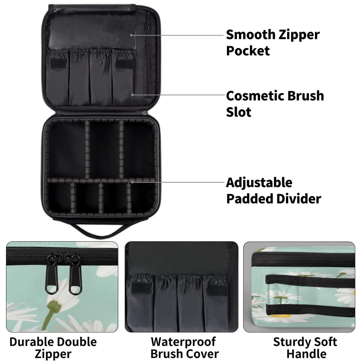 XMNYGJ XMNYGJ Funny Daisy Makeup Train Case Travel Makeup Bag Professional Cosmetic Organizer Portable Storage Box with Adjustable Dividers for Cosmetics Makeup Brushes Toiletry
