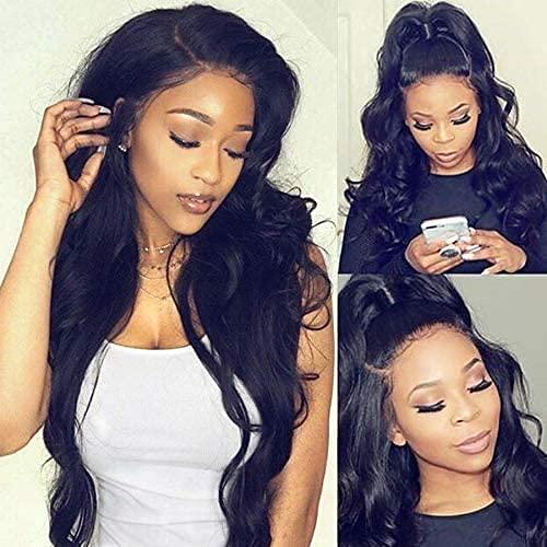 L/W 360 Lace Frontal Wig Cap with Baby Hair Body Wave Brazilian Virgin Hair 100% Unprocessed Human Hair Wigs for Black Women 150% Density (22inch)