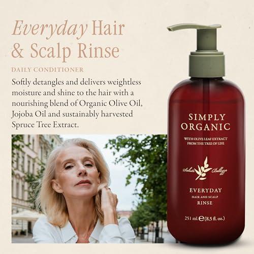 SIMPLY ORGANIC Hair & Scalp Rinse Daily Conditioner, Made in Italy, All Natural Cruelty Free Hair Care for Women & Men, Organic Olive Oil, Jojoba Oil, Spruce Tree Extract, PUMP NOT INCLUDED, 251ml/8.5floz, EVERYDAY