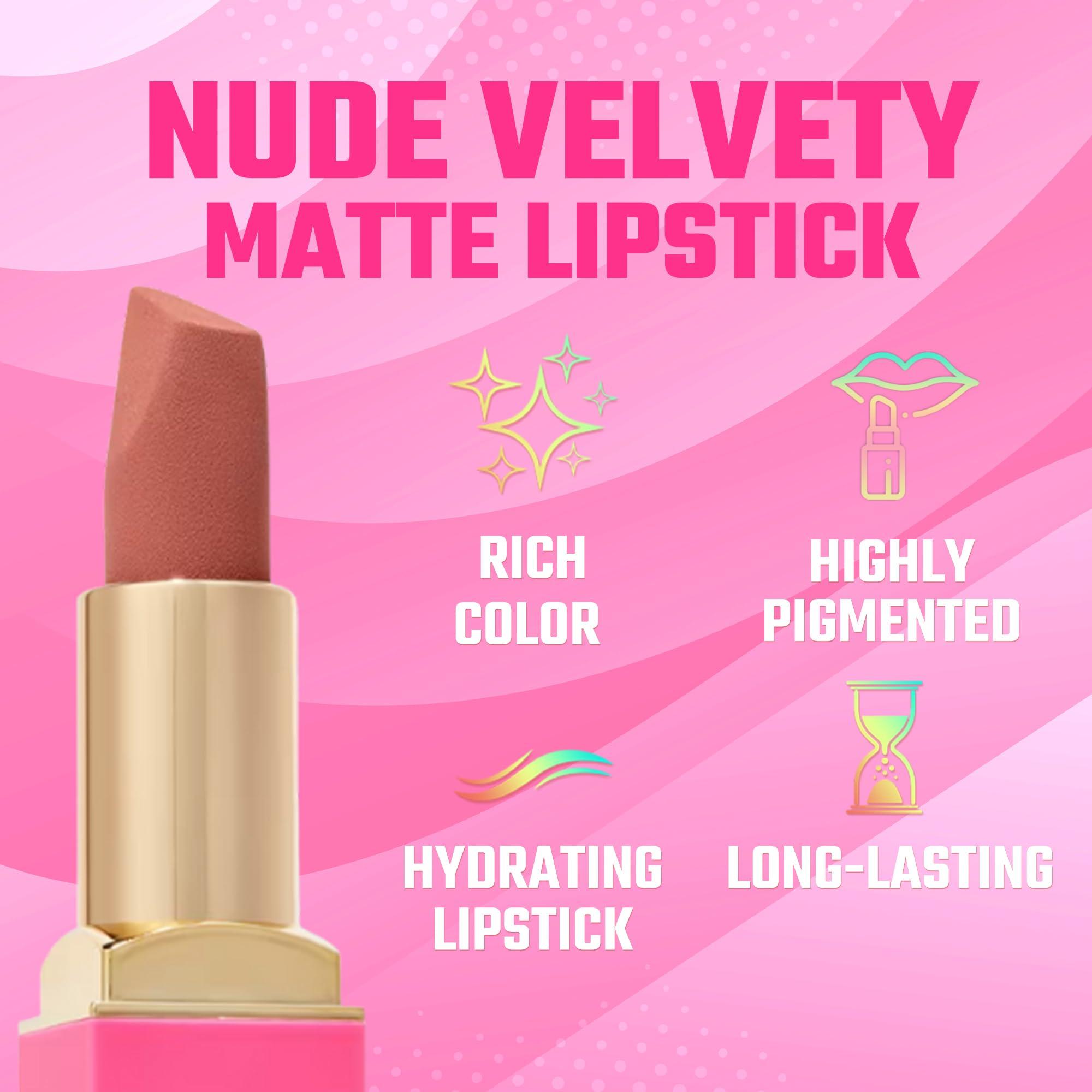 Juvia's Place Juvia\'s Place The Nude Velvety Matte Lipstick Me - Nude Matte Lipstick, Long-lasting Matte Lipstick, Rich-Color Lip Makeup, Creamy Lipstick with Matte Finish, Beauty & Lip Products
