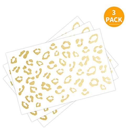 FENTASY Gold Cheetah Print (3-Pack) Temporary Tattoos | Halloween Costume | Skin Safe
