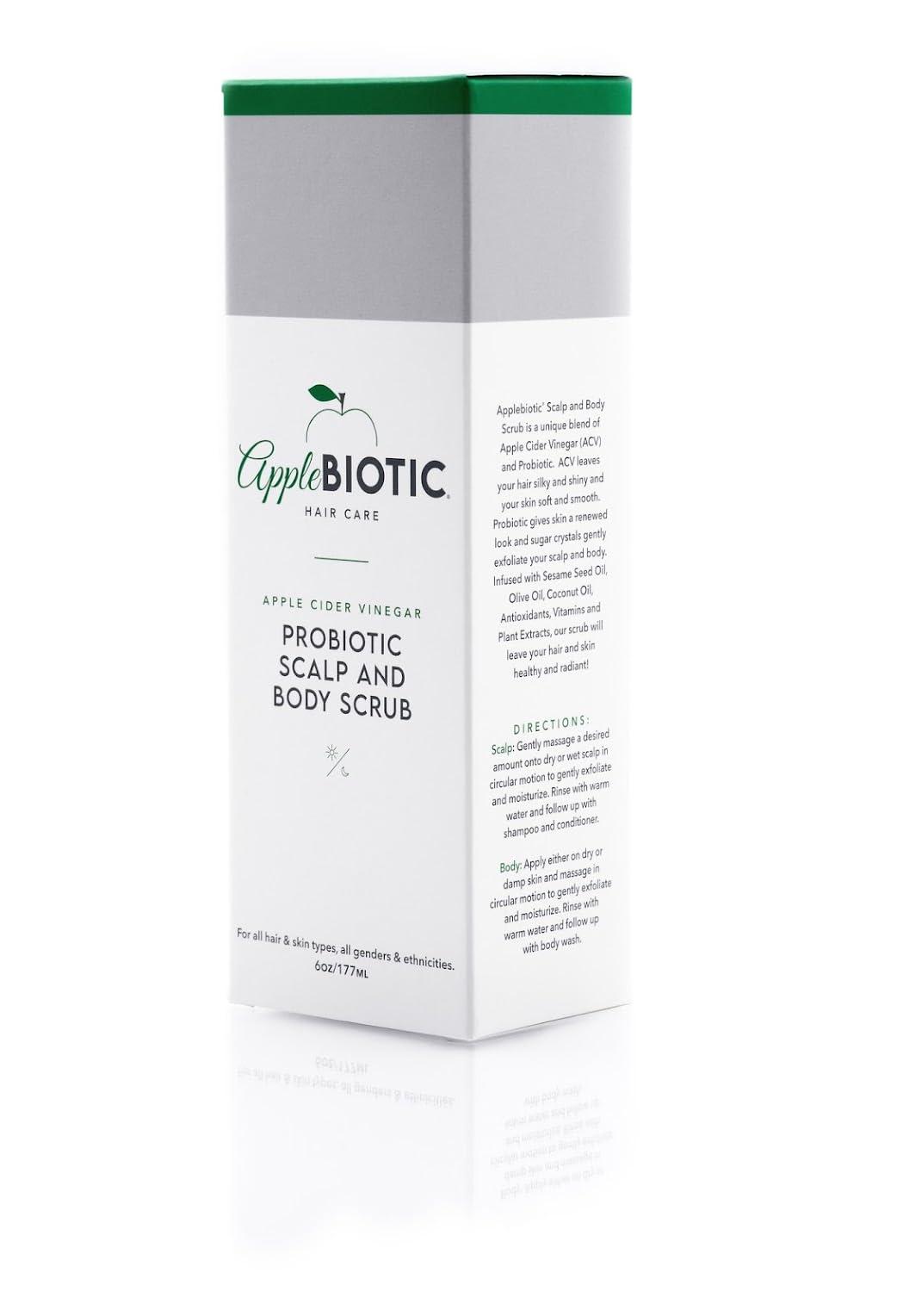 AppleBiotic Apple Cider Vinegar Scalp Scrub 2PK - Exfoliating Scalp Treatment with Coconut & Sesame Seed Oils - Moisturizes & Relieves Itchy, Flaky Skin. Hair Scrub & Scalp Cleanser for Build Up, Healthy Hair