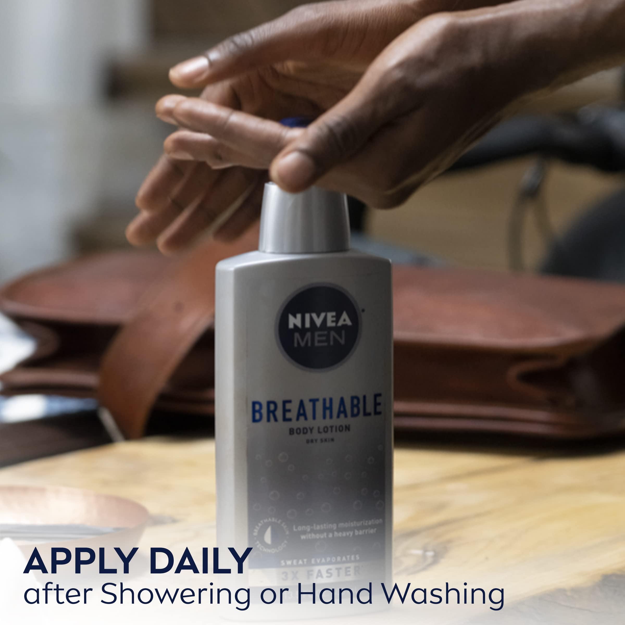 NIVEA MEN NIVEA MEN Breathable Body Lotion, 48 Hour Hydrating Lotion for Men, 13.5 Fl Oz Bottle