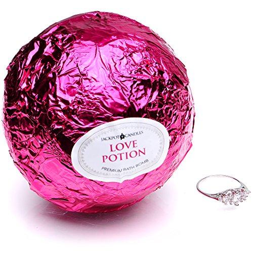 Jackpot Candles Bath Bomb with Ring Inside Love Potion Extra Large 10 oz. Made in USA (Ring Size Surprise)