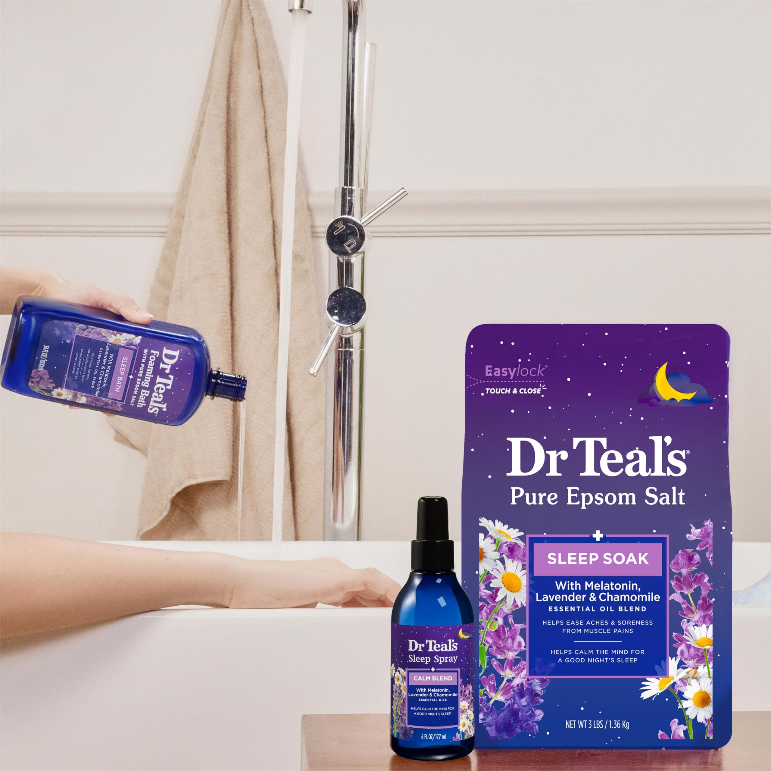 Dr Teal's Dr Teal's Foaming Bath with Pure Epsom Salt, Sleep Blend with Melatonin, Lavender & Chamomile Essential Oils, 34 fl oz (Pack of 2)