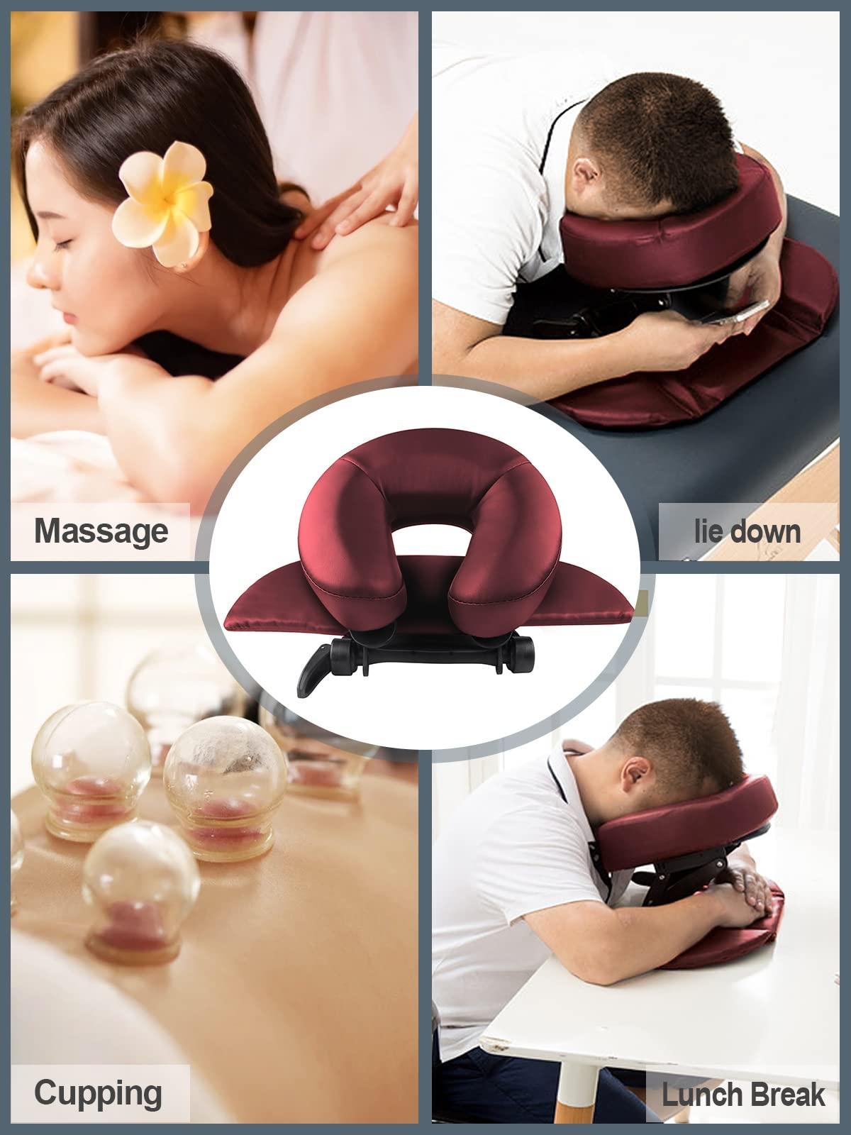 EBANKU EBANKU Massage Table Face Cradle Cushion, Face Cradle Down Tabletop Massage Kit Adjustable Massage Table Headrest Face Pillow with Platform for Massage Chair SPA Bed (Red)