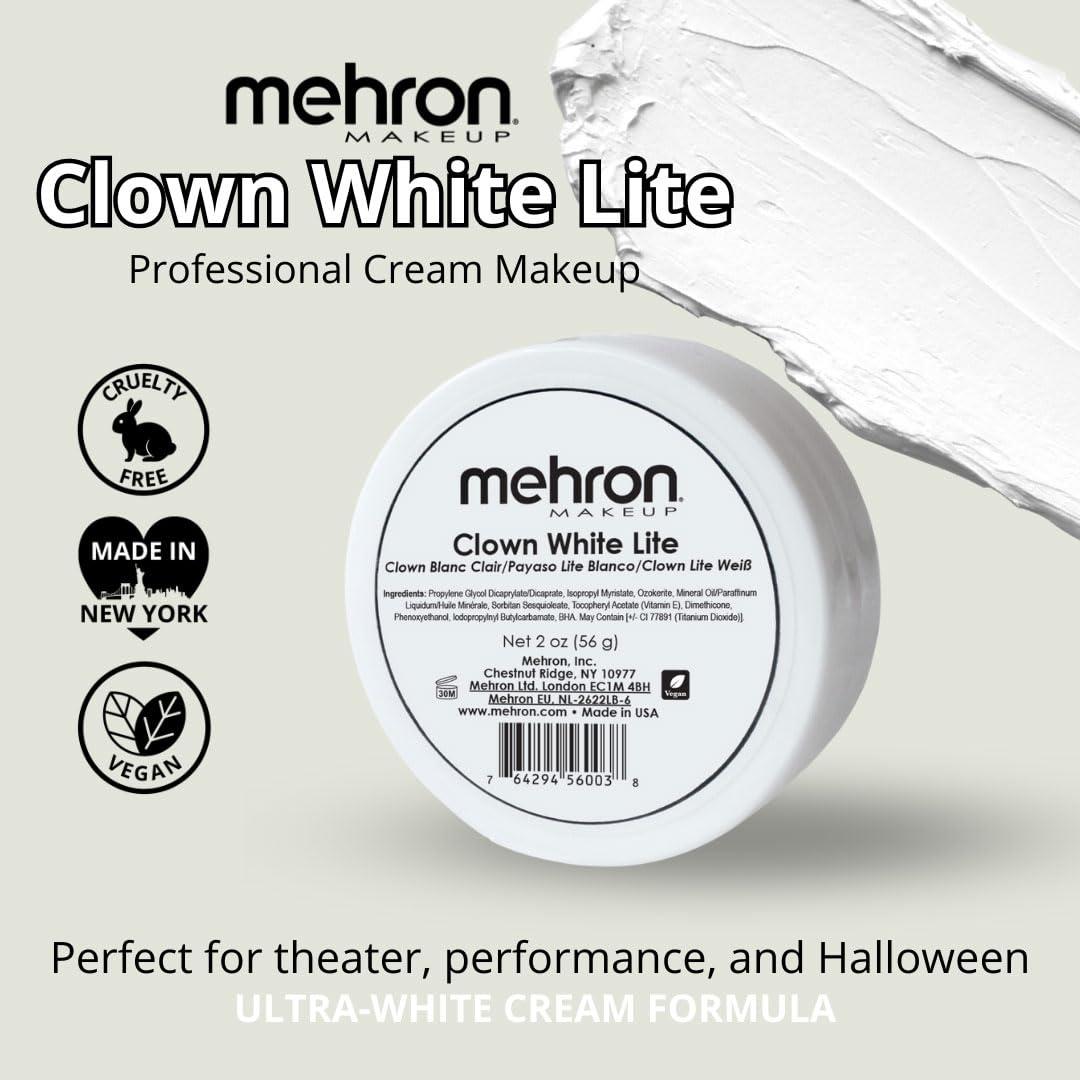 Mehron Mehron Makeup Clown White Lite | Professional Face Paint & Body Paint | White Cream Clown Makeup, Stage, Film, Cosplay, Mime, & Halloween 2 oz (56g)