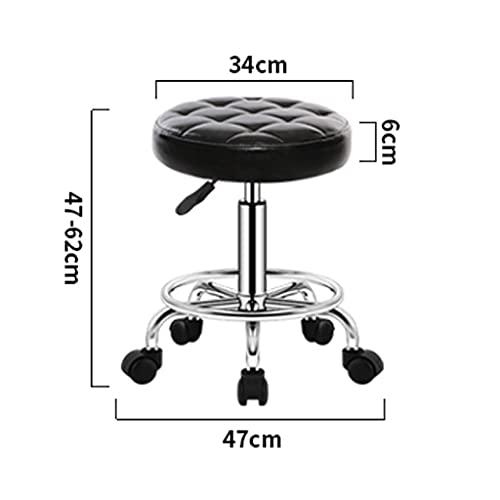 ZHOUXIAO ZHOUXIAO PU Leather Swivel Massage Salon Stool with Footrest, Round Rolling Stool Beauty Spa Chair,Adjustable Height Bar Stool for Hairdressing Manicure Tattoo Barber Hairdre red