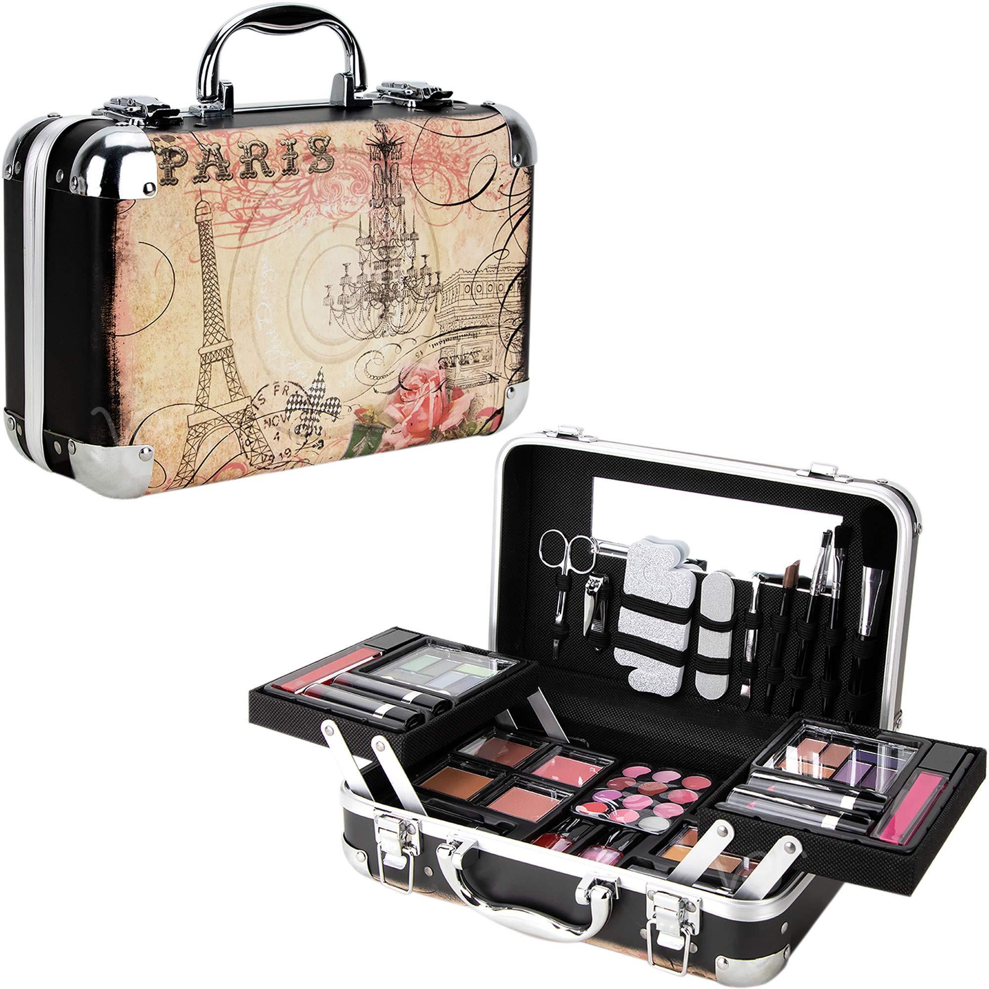 Ver Beauty Ver Beauty 61pcs Makeup Gift Set With Extendable Trays and Mirror, Paris Theme