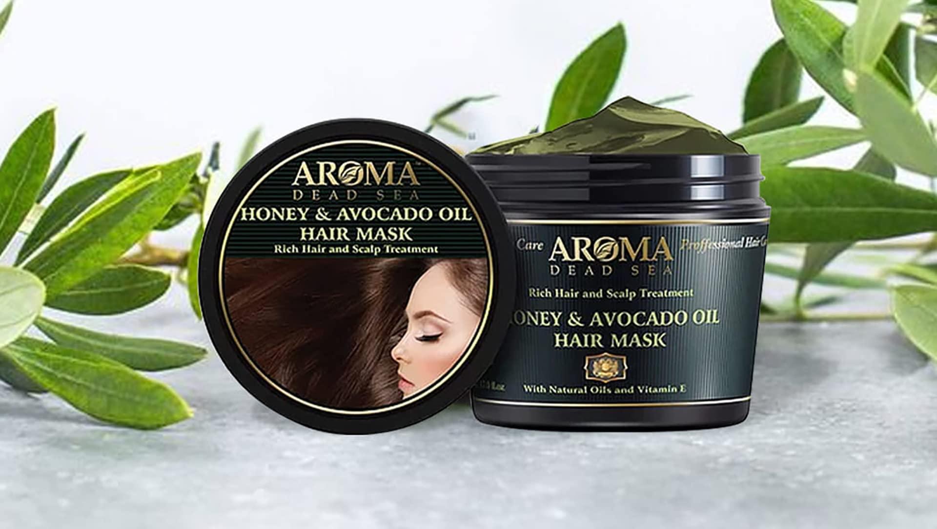 Aroma Dead Sea AROMA DEAD SEA Honey Egg Yolk & Olive Oil Hair Mask - Ultimate Dry & Damaged Hair Rescue, Intensive Conditioning Treatment Revives, Strengthens & Restores Softness, Shine & Elasticity / 16.9 fl.oz