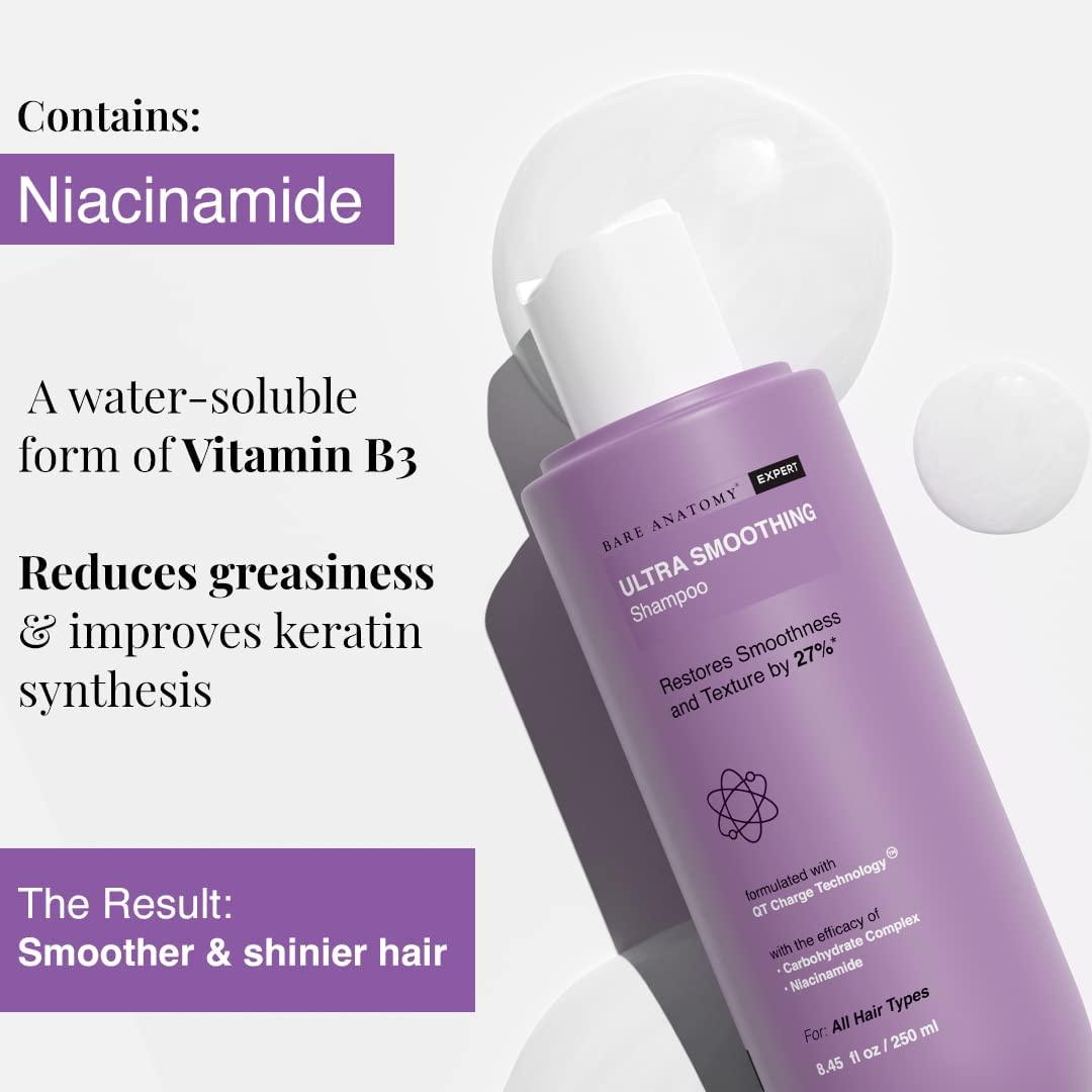 NinthAvenue Basics Smoothing Shampoo for Dry and Frizzy Hair | Restores Smoothing & Texture by 27% | Powered By Carbohydrate Complex & Niacinamide | SLS & Paraben Free | Vegan | For Men & Women -250ml