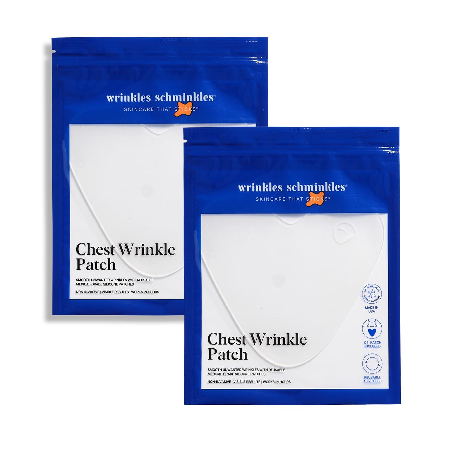 Wrinkles Schminkles Wrinkles Schminkles Chest, Cleavage & Body Stretch Mark Wrinkle Patches | Reusable Hypoallergenic Pregnancy Safe Silicone Smoothing Pads to Prevent and Reduce Wrinkles & Stretch Marks | 2 Pack
