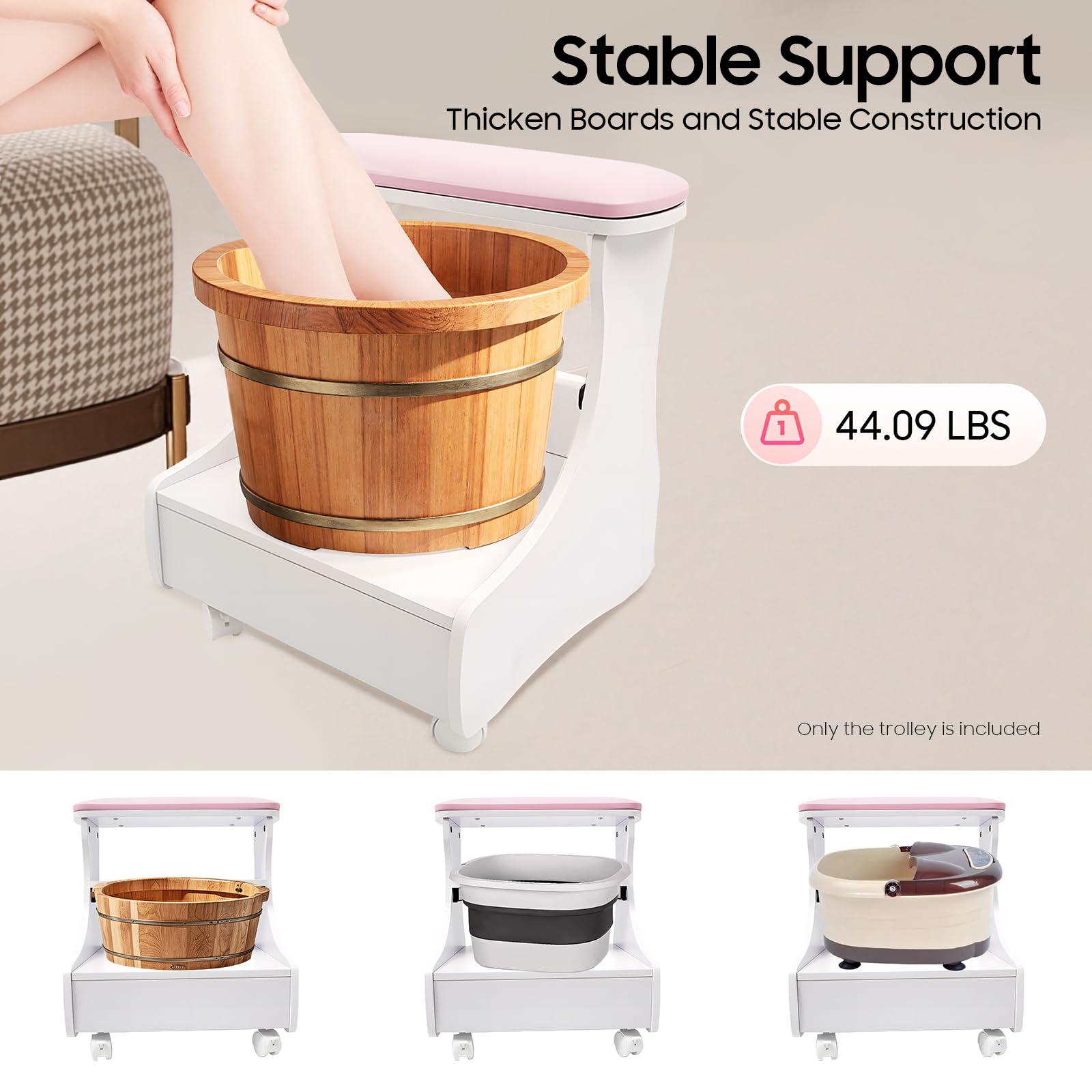 Dlinanta Pedicure Foot Rest Stand, PU Leather Home Beauty Footrest Manicure Foot Rest with Wheels for Nail Pedicure Beauty SPA Pedicure Foot Stool Stand