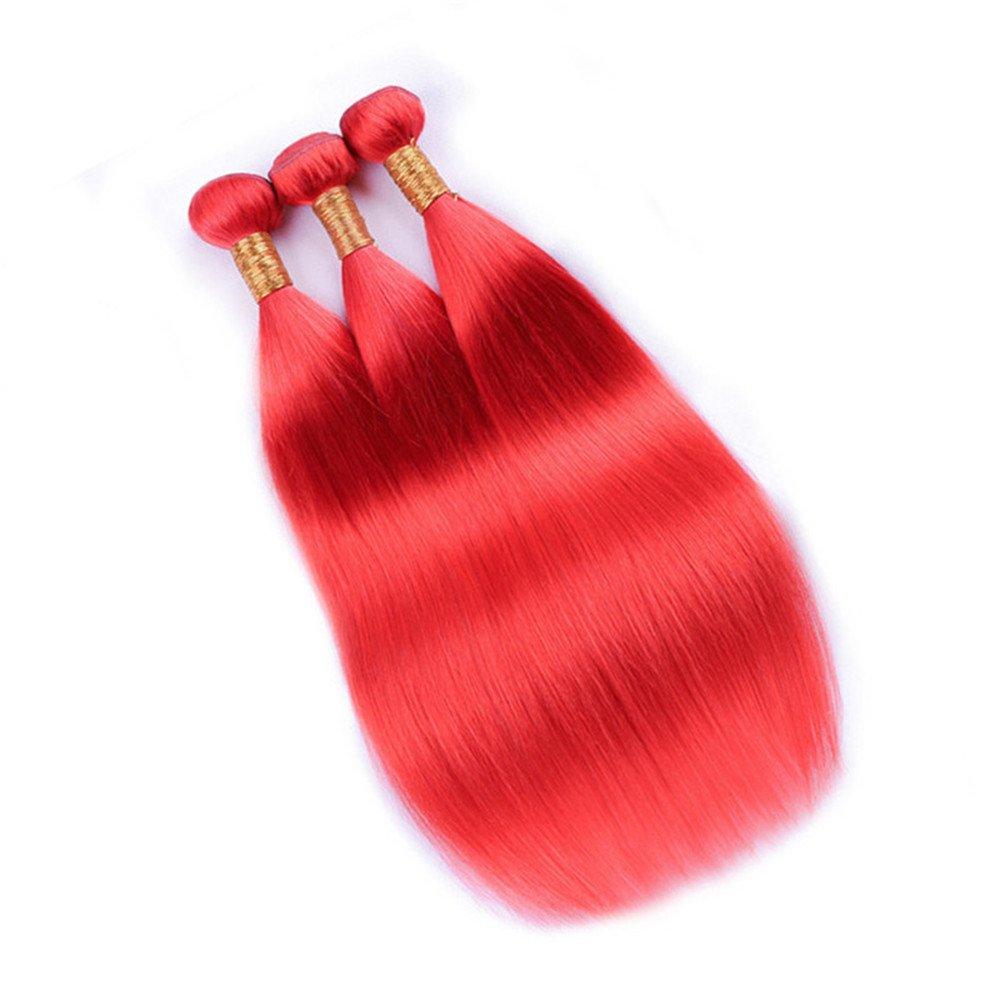 Tony beauty hair Tony Beauty Hair Virgin Brazilian Red Hair Weave Bundles with Full Lace Frontal Silky Straight Colored Red Brazilian Human Hair Bundles 3Pcs with 13x4 Lace Frontal Closure (24 24 24+24)