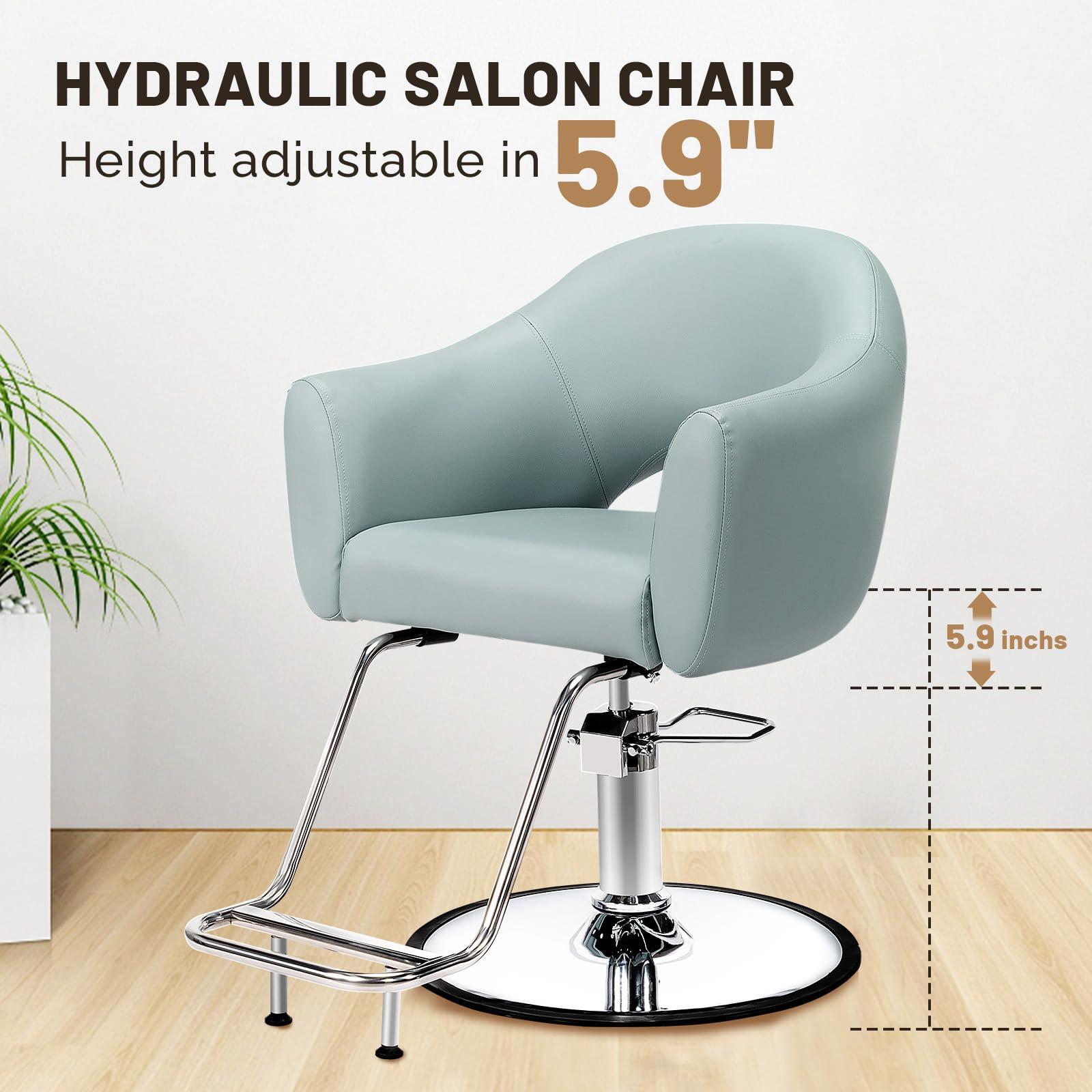 OmySalon OmySalon Hair Salon Chair for Hair Stylist with Thick Cushion & Wide Footrest, Hydraulic Barber Chair Heavy Duty 360Swivel, Styling Chair for Women Hairdresser Home Barbershop