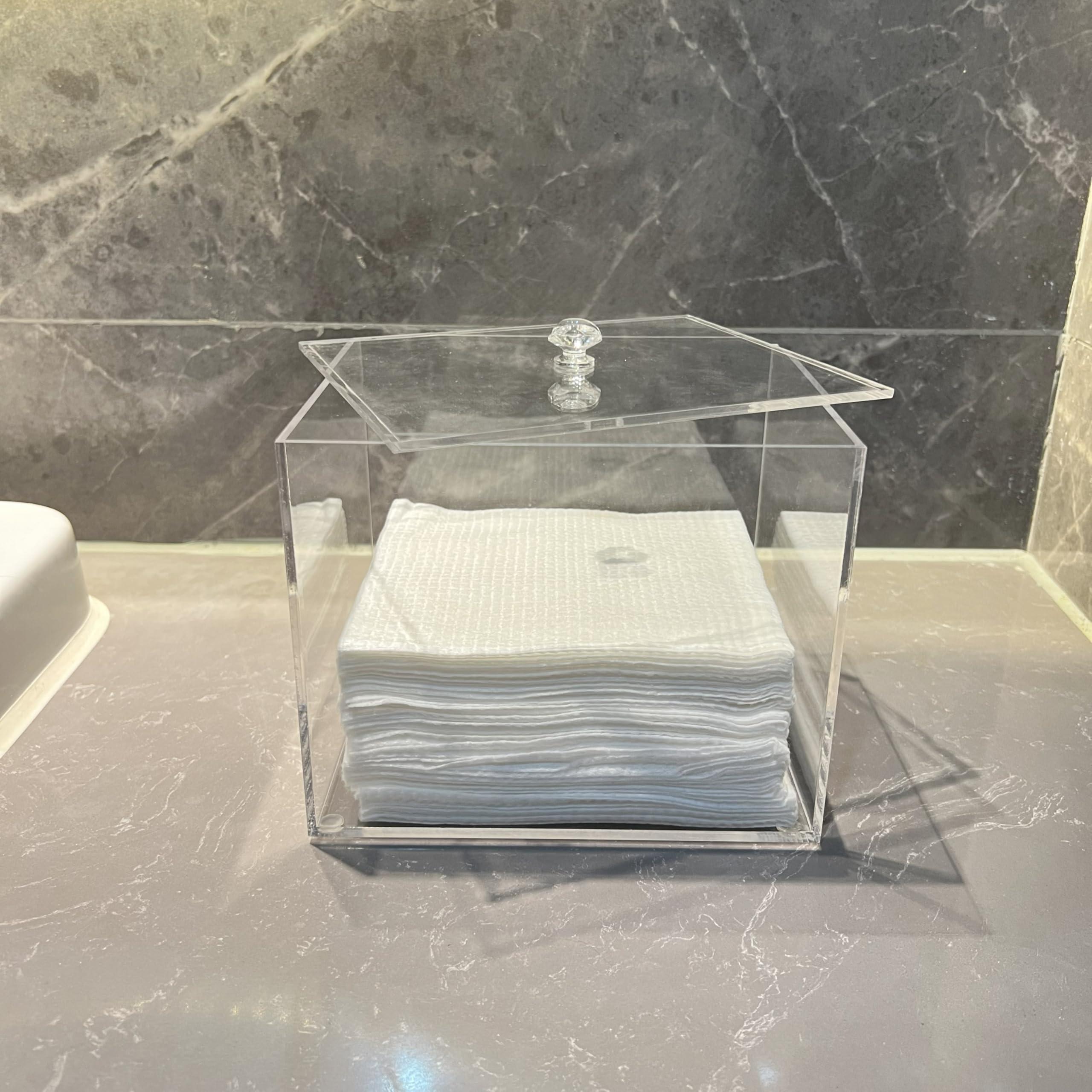 JHJFRAWY JHJFRAWY Disposable Face Towels Holder For Clean Skin Club Face Towels, Acrylic Container Box, Bathroom Towel Storage, Disposable Face Towels Organizer, Towel Holder (Towels Not Included)