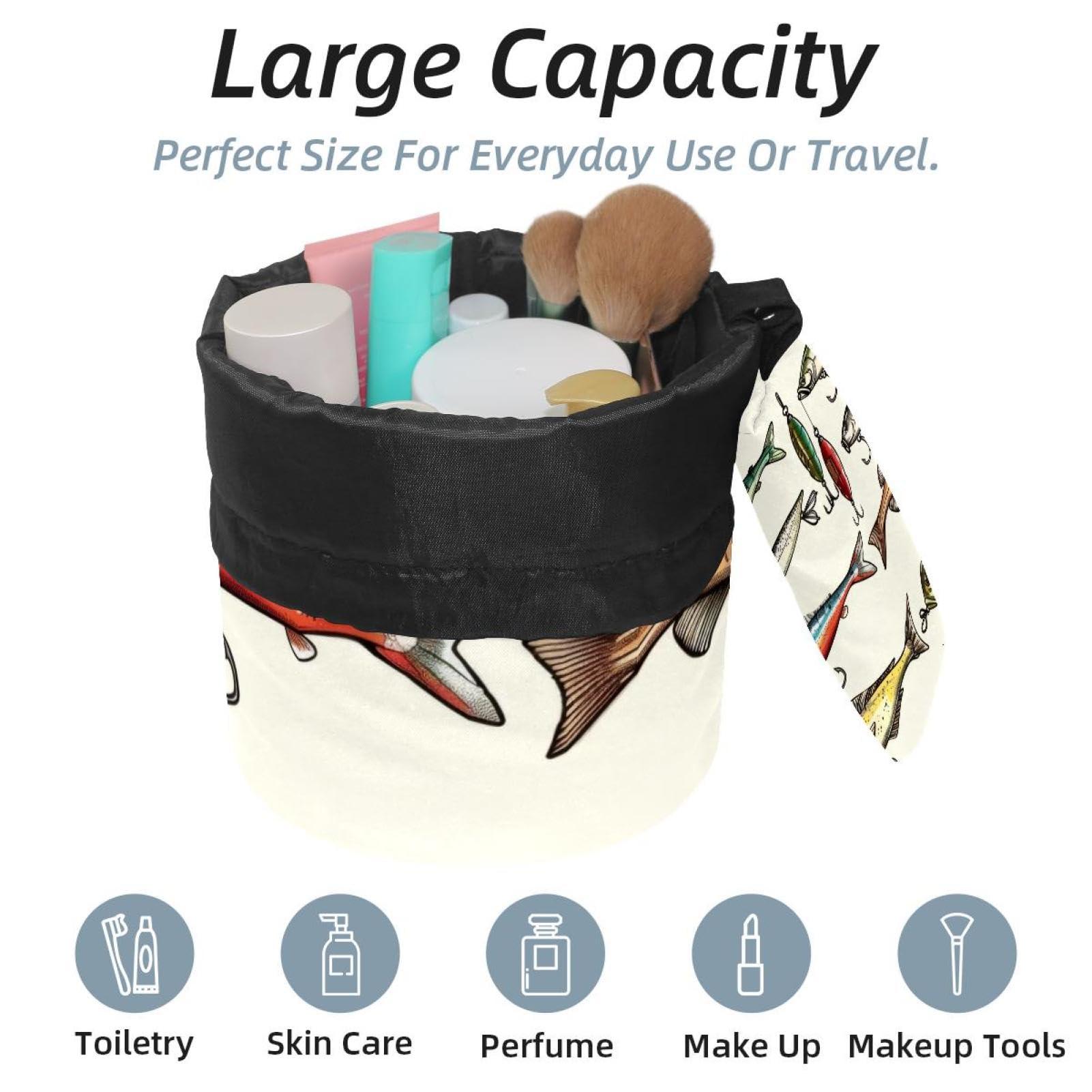 EVANLinsim EVANLinsim Drawstring Makeup Bag Large Cosmetic Bag Travel Toiletry Bag Waterproof Make Up Organizer for Women Girls, Fishing Lures