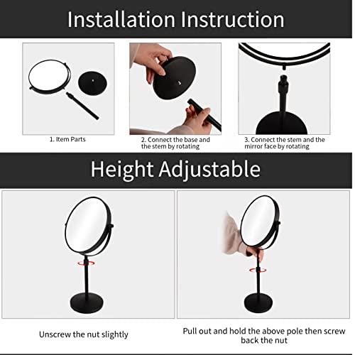 Nicesail Nicesail Higher Taller Tabletop Makeup Mirror of 8 Inch, 5X Magnified Makeup Mirror Countertop Standing, Height Adjustable, Double Sided Mirror in Matte Black (8 Inch, 5X)