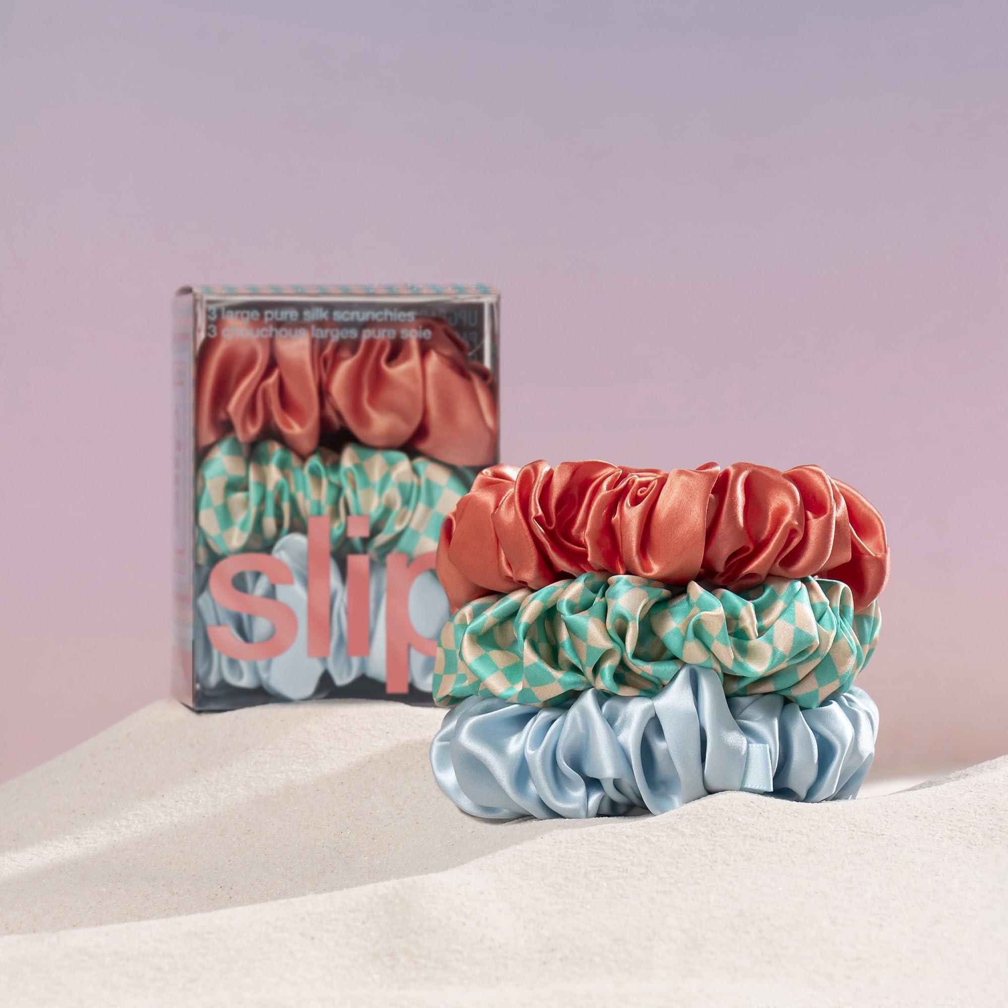 SLIP SLIP Women\'s Large Scrunchies Set of 3, Sea Mist, 3 Count (Pack of 1)