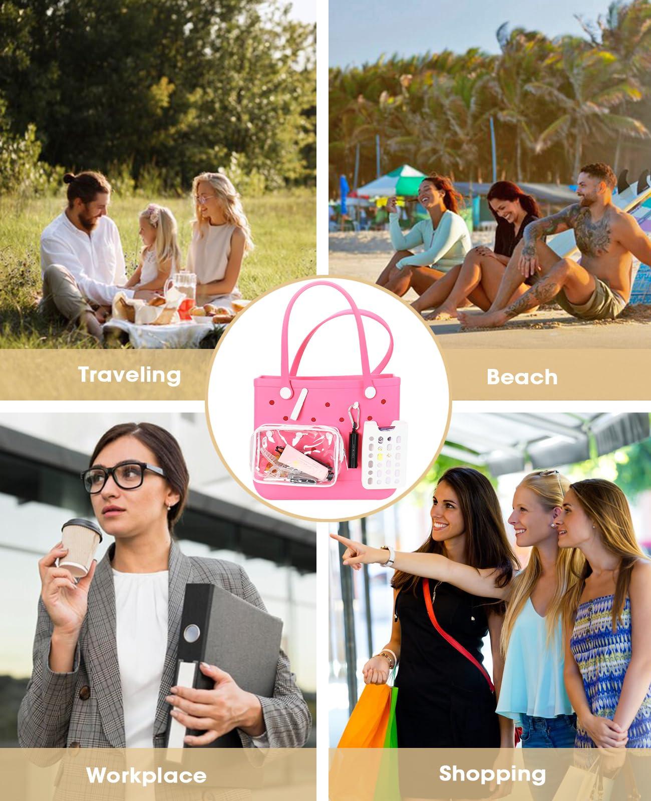 Onism Onism Accessories Set for Bogg Bag, with Silicone Phone Holder, 2 Clear Toiletry Bag and 6 Hooks Compatible with Bog Bags, White