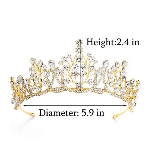 Barode Barode Bridal Wedding Crowns and Tiaras Crystal Bride Queen Crowns Rhinestone Headband Wedding Hair Accessories for Women and Girls (Gold)