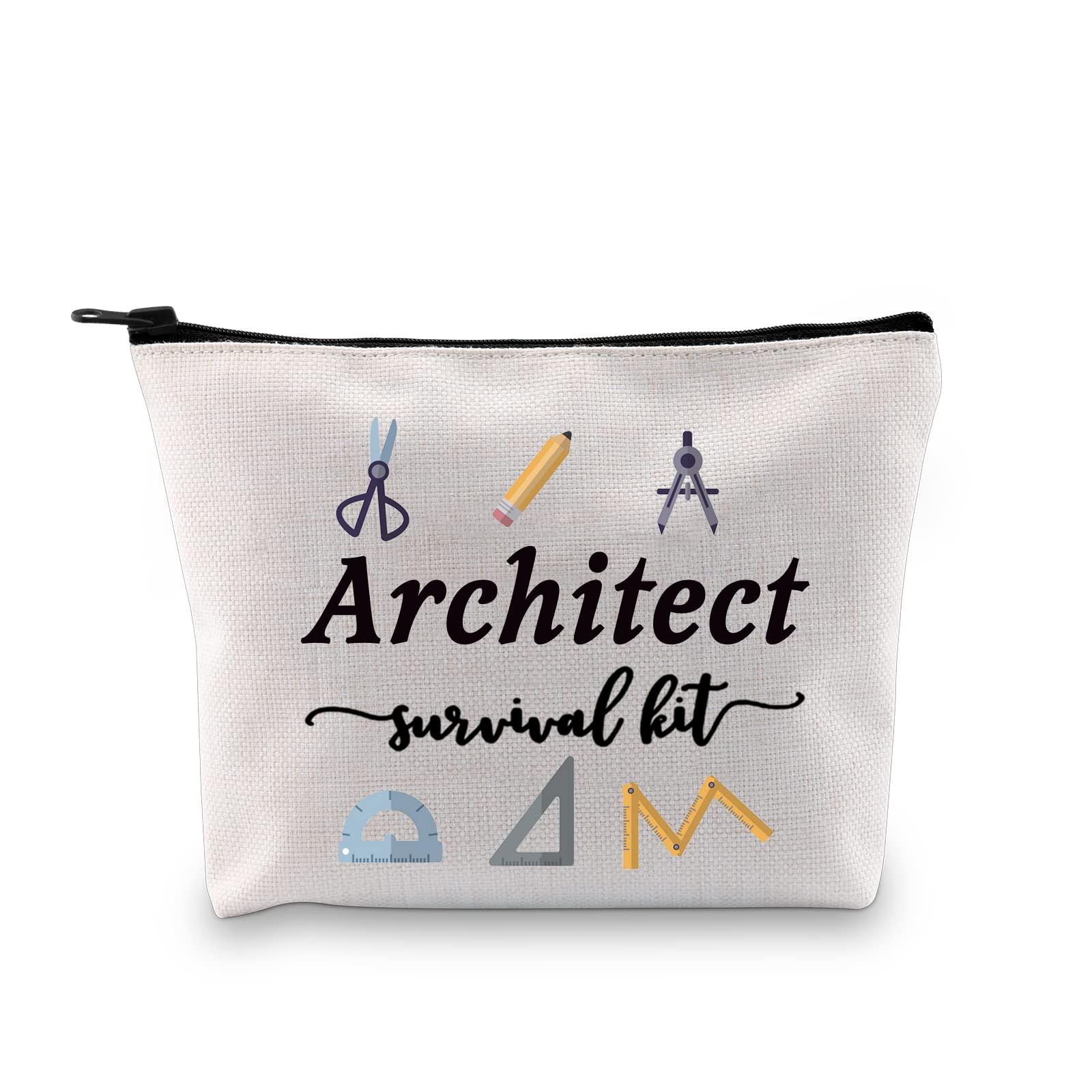 GJTIM GJTIM Architecture Gifts Architecture Student Gift Architect Survival Kit Zipper Pouch Funny Makeup Bag for Architects (Survival Kit Architect bag)