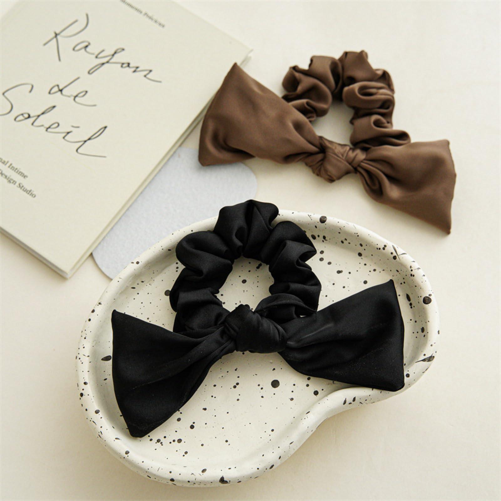 SMED Ponytail Holders For Thick Hair 2Pcs Satin Bow Headband Small Intestine Hair Tie For Women