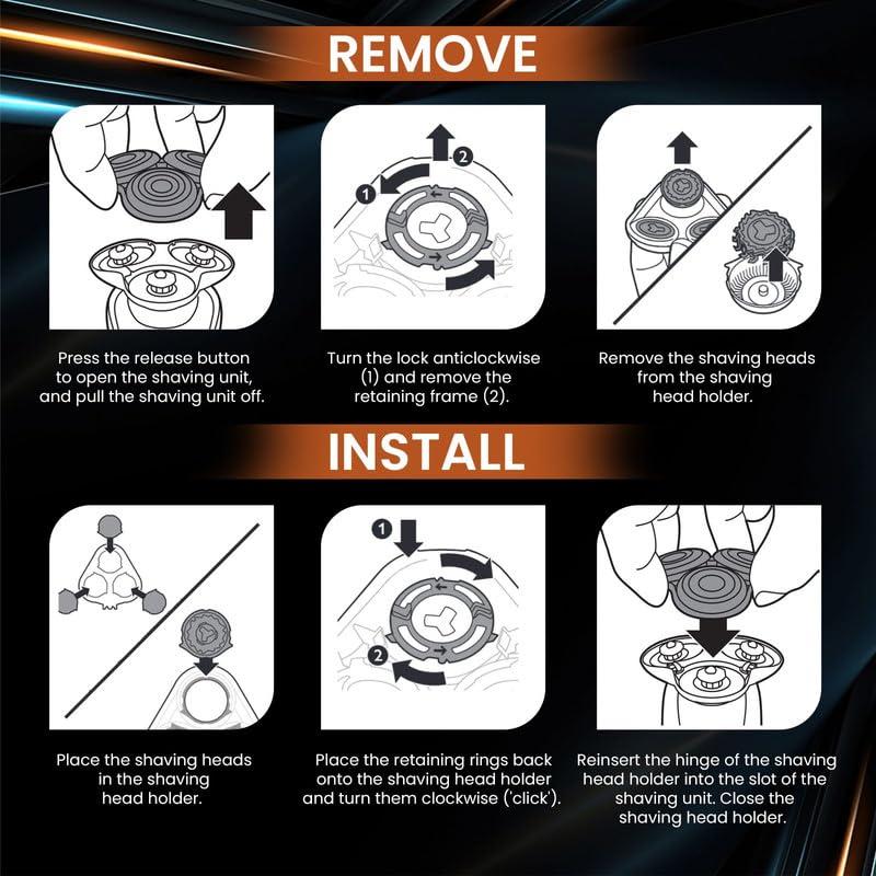 Golden Lotus Creations SH60 Replacement Heads Blades Compatible with Philips Norelco Series 6000 Phillips Norelco 6000 Replacement Upgraded Shaver Blades for S6810/82 S6850/85 S6880/81