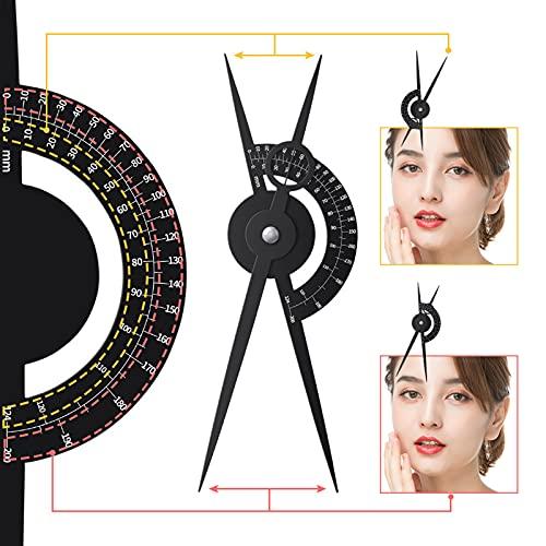 SURORAIN Eyebrow Golden Ratio Caliper Stencil Ruler Makeup Measure Eyebrow Guide Ruler Permanent Tools Calipers Tattoo Eyebrow Line Lip Double Scale Tattoo Stencils Sliding Gauge (Black)