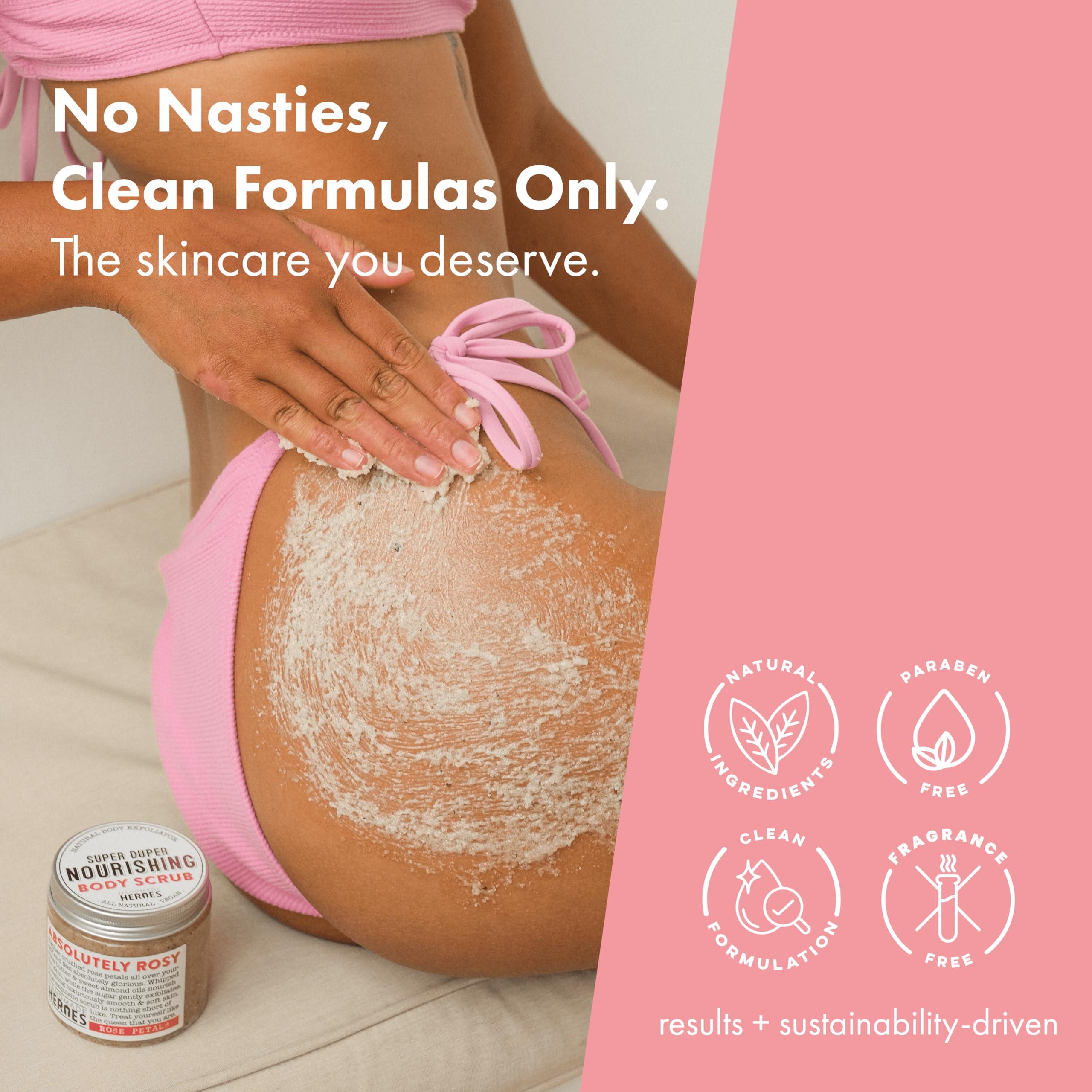 Handmade Heroes Rose Petal Scrub Foot & Body Exfoliator and Lip Scrub Bundle - 100% Natural Vegan Skin Care by Handmade Heroes