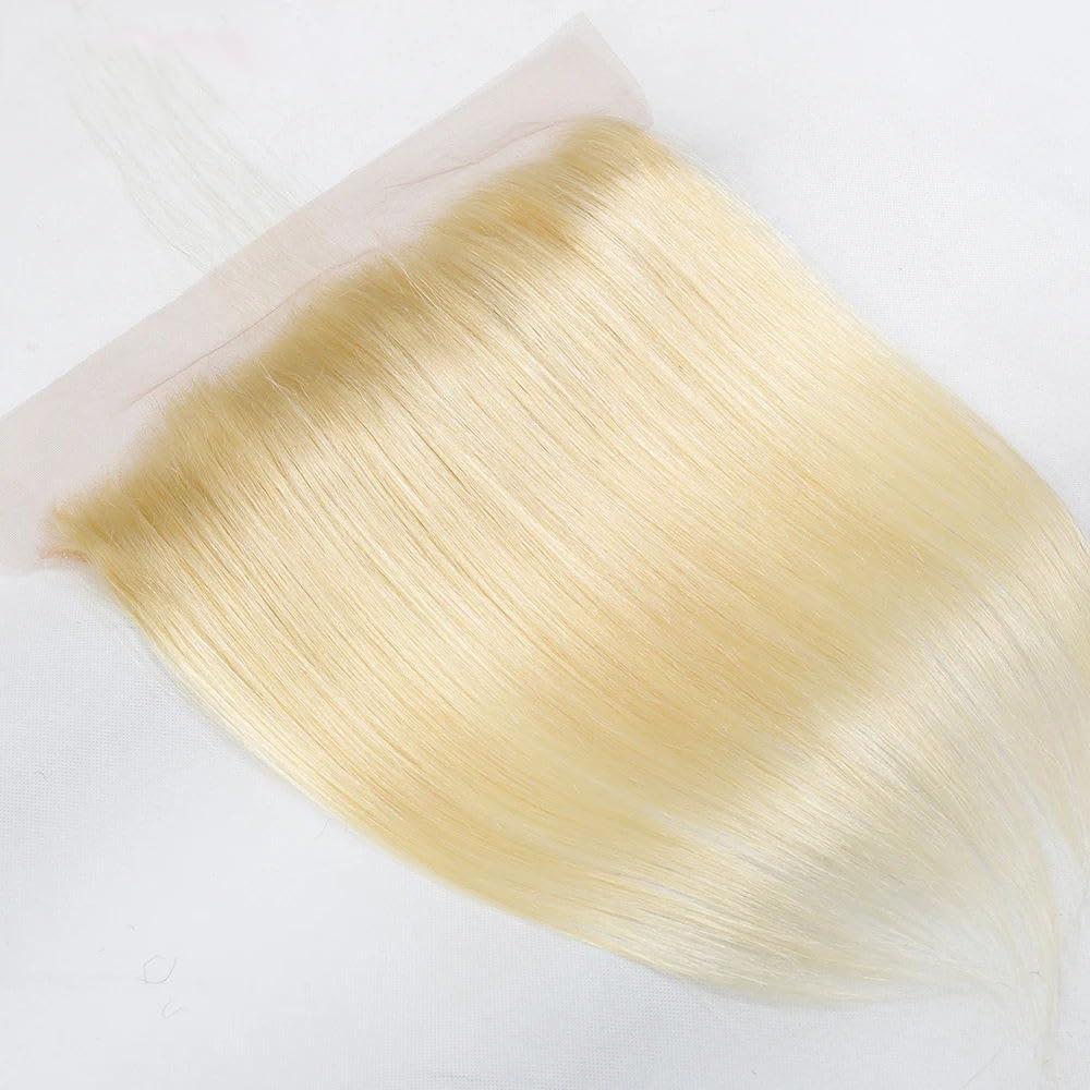 MSTOXIC 613 Frontal Straight 13x6 Transparent HD Lace Frontal Closure 12A Brazilian Virgin Remy Hair Free Part Ear to Ear Blonde Frontal Human Hair For Women Pre Plucked With Baby Hair 150% 20 Inch