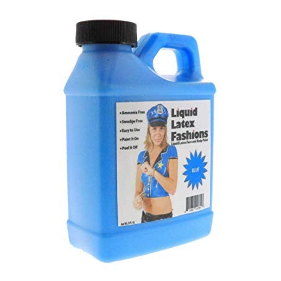 Liquid Latex Fashions Blue 8 Oz - Liquid Latex Face and Body Paint, Blue Smurf Cosplay, Ideal for Halloween Costume, Parties, Theater, Special Effects!